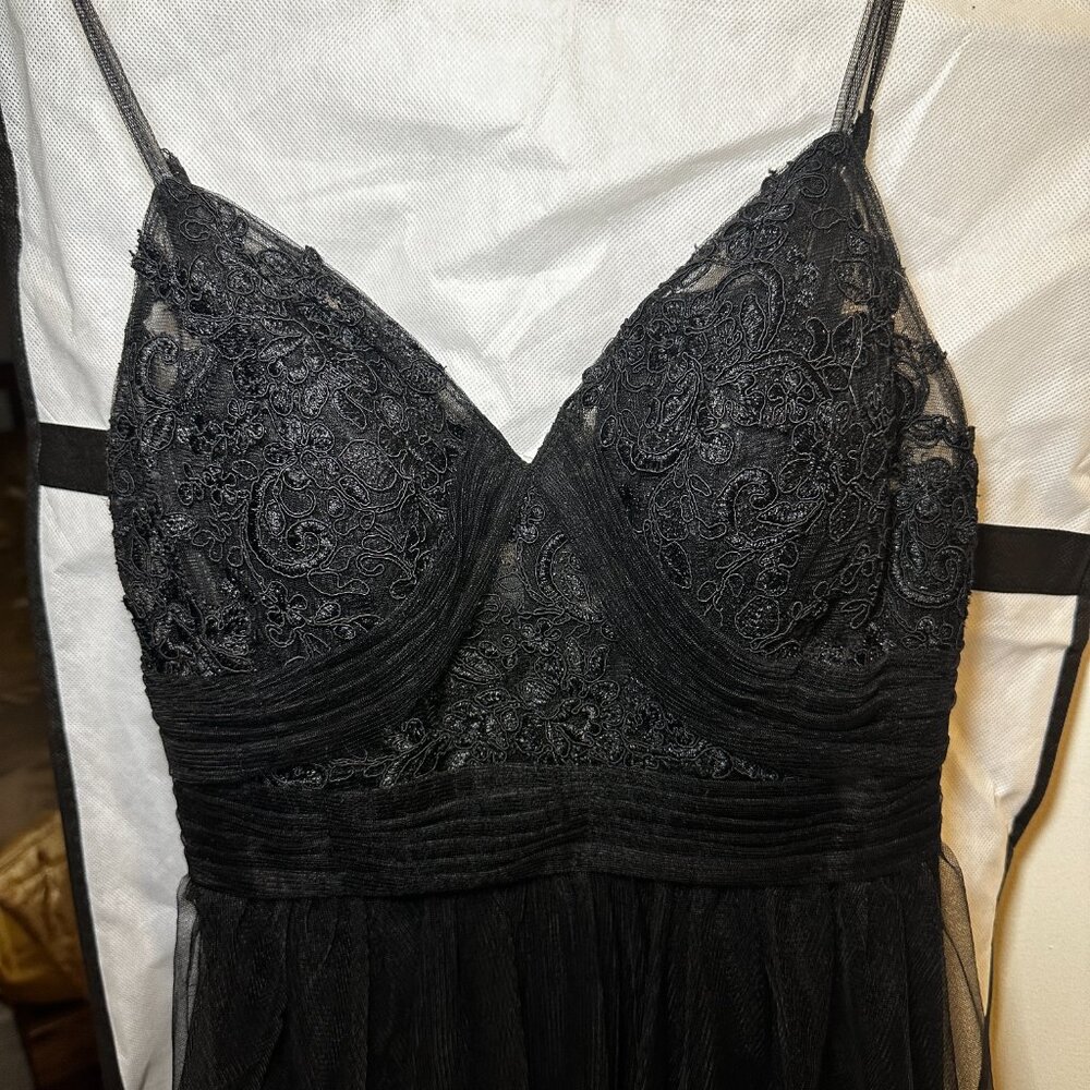 Azazie BLACK corset top tulle skirt bridesmaid dress - sz A0